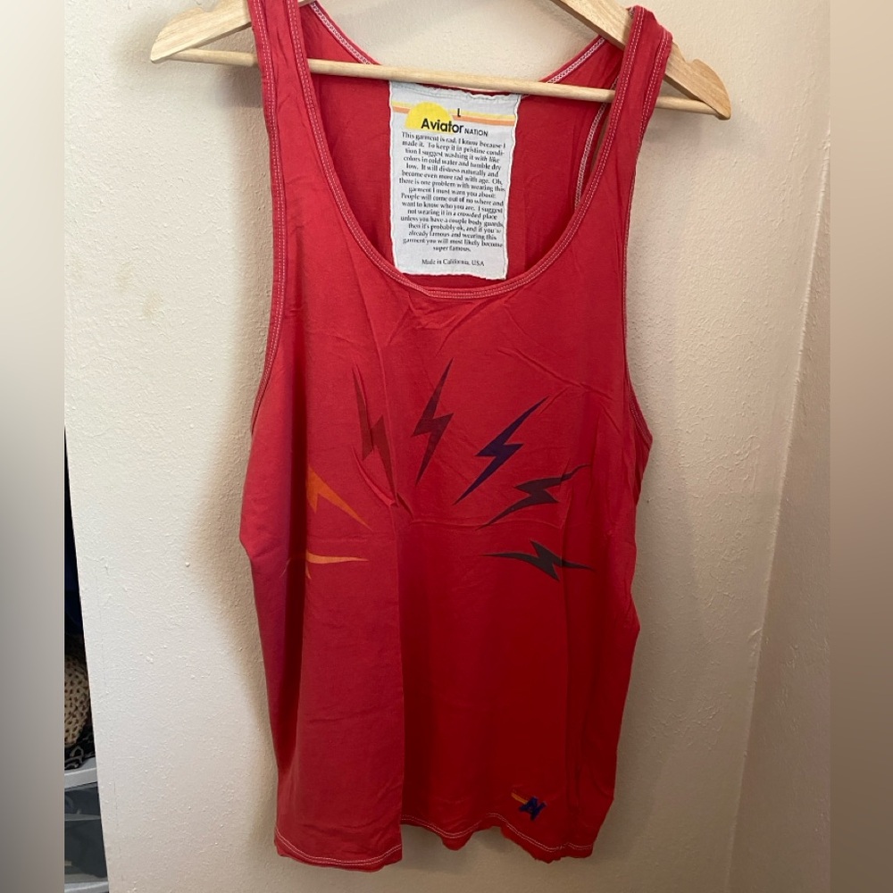 Aviator Nation lightening bolt rainbow tank